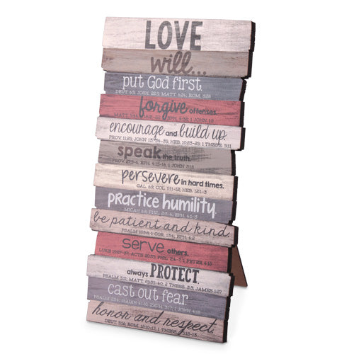 Plaque-Love Will-Stacked Words-Small-5x10