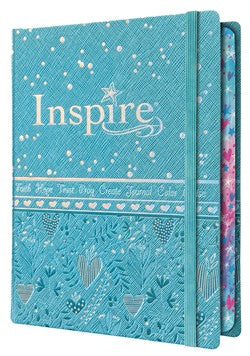 NLT Inspire Bible For Girls-Light Blue Leatherlike Hardcover