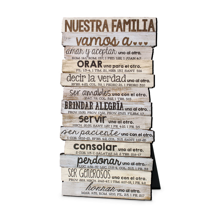 Spanish-Plaque-Our Family-Stacked Words