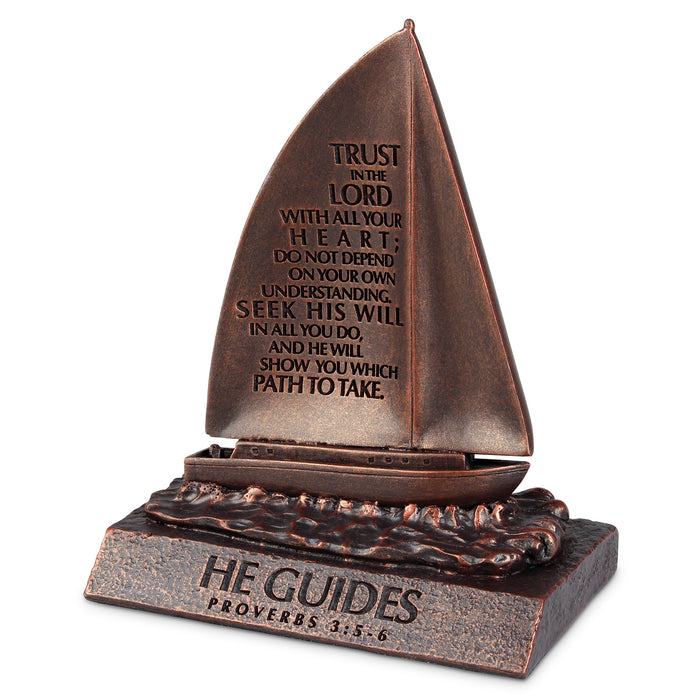 Figurine-Sailboat-He Guides-Bronze-Moments of Faith