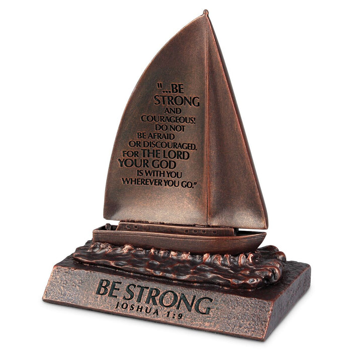Figurine-Sailboat-Be Strong-Bronze-Moments of Faith