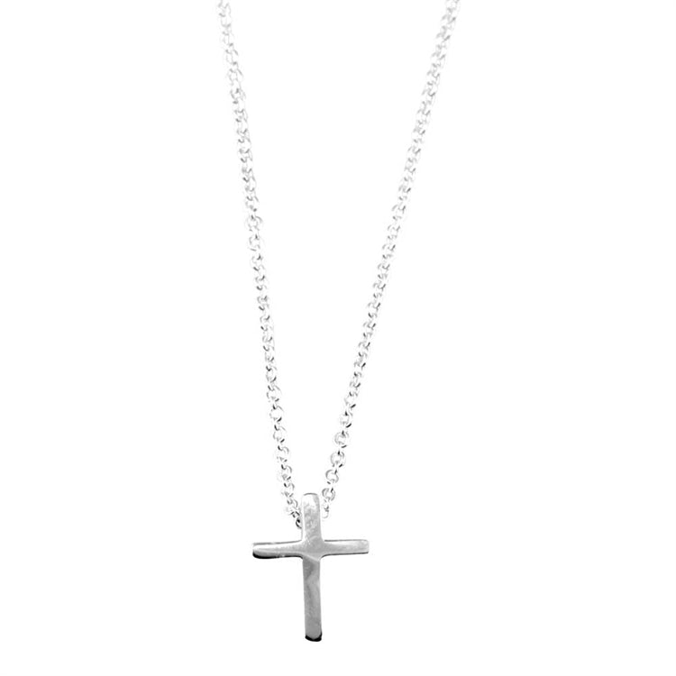 Pendant-Cross-Mini/Box-Silver Plated-16 in.