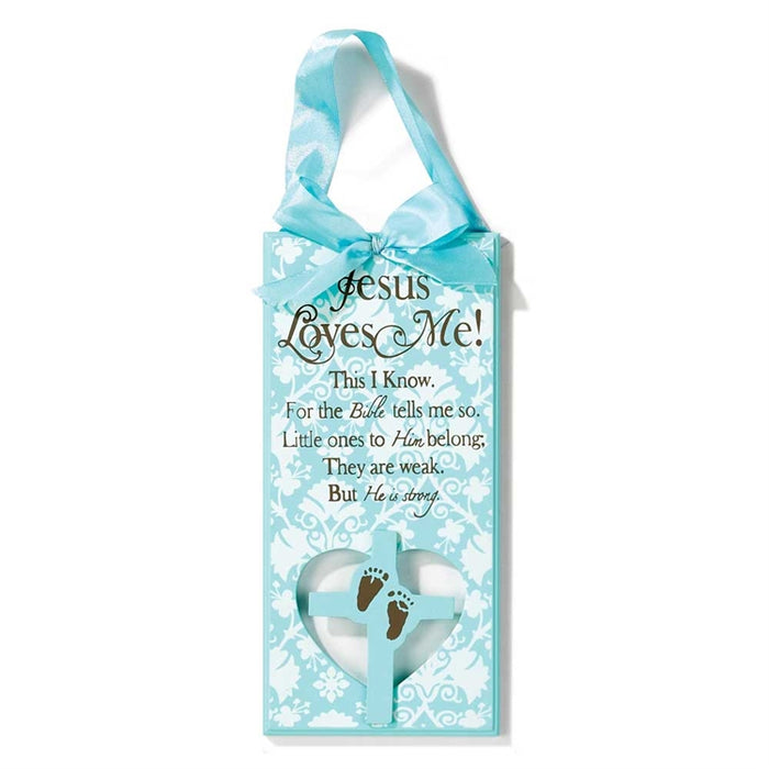 Plaque-Jesus Loves Me This I Know-Blue-10 in