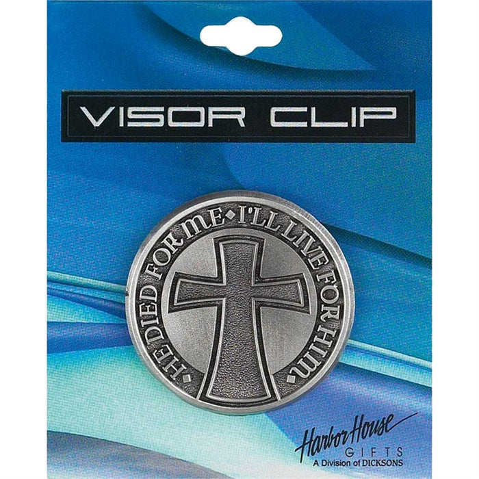 Visor Clip-He Died For Me-Silver Metal