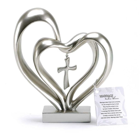 Figurine-Heart-Double with Cross Hanging