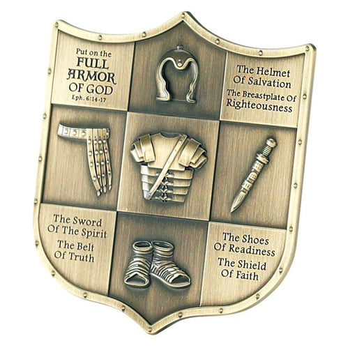 Plaque-Full Armor Of God-Shield-Antique Brass/Metal