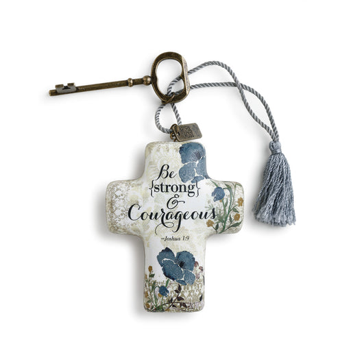 Ornament-Cross with Key-Strong and Courageous