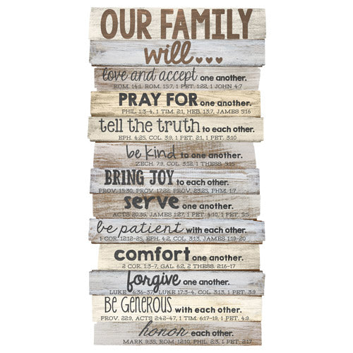 Plaque-Our Family-Stacked Words-Medium-8.5x16