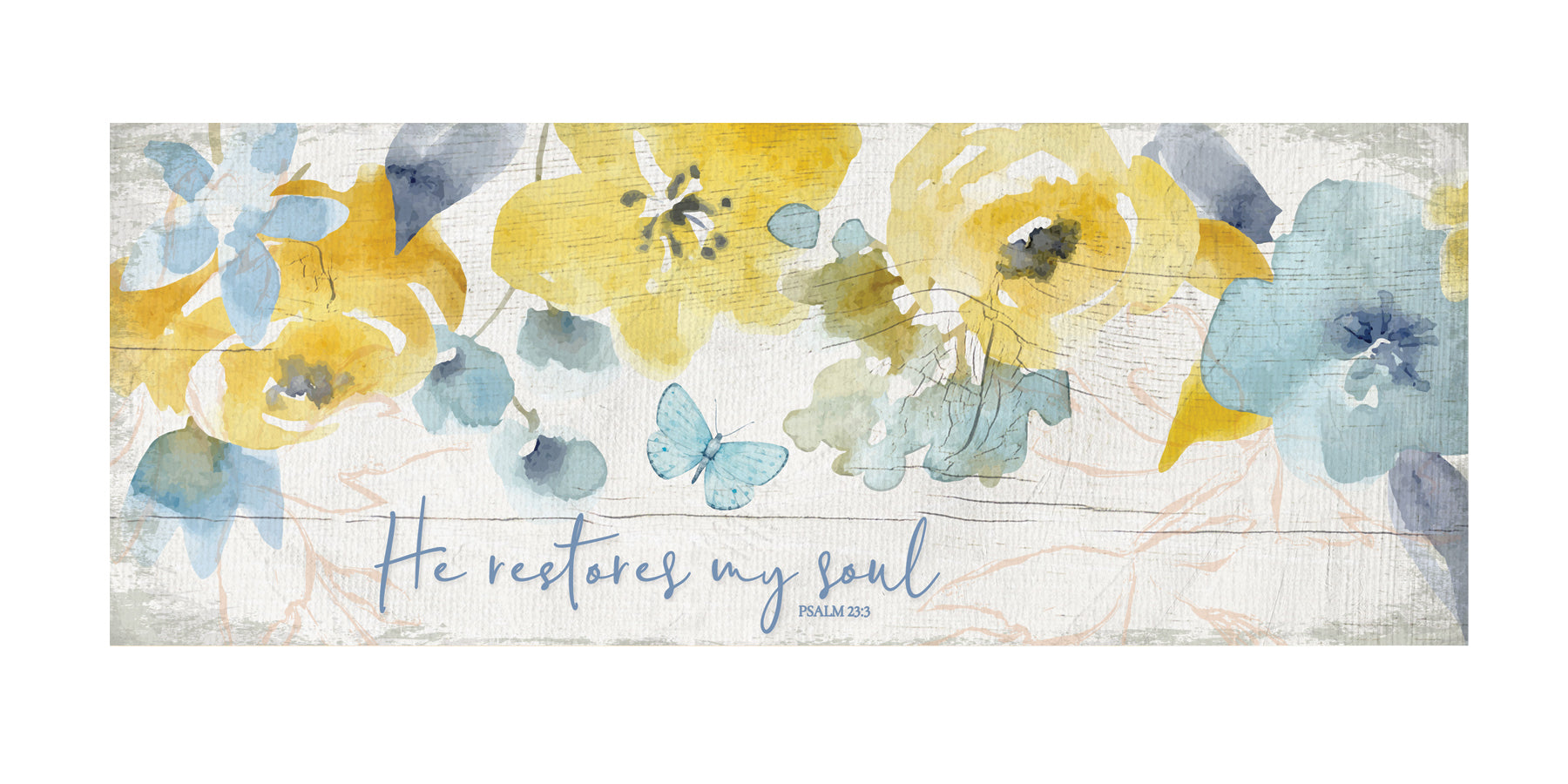 Plaque-He Restores My Soul-Floral/Butterfly