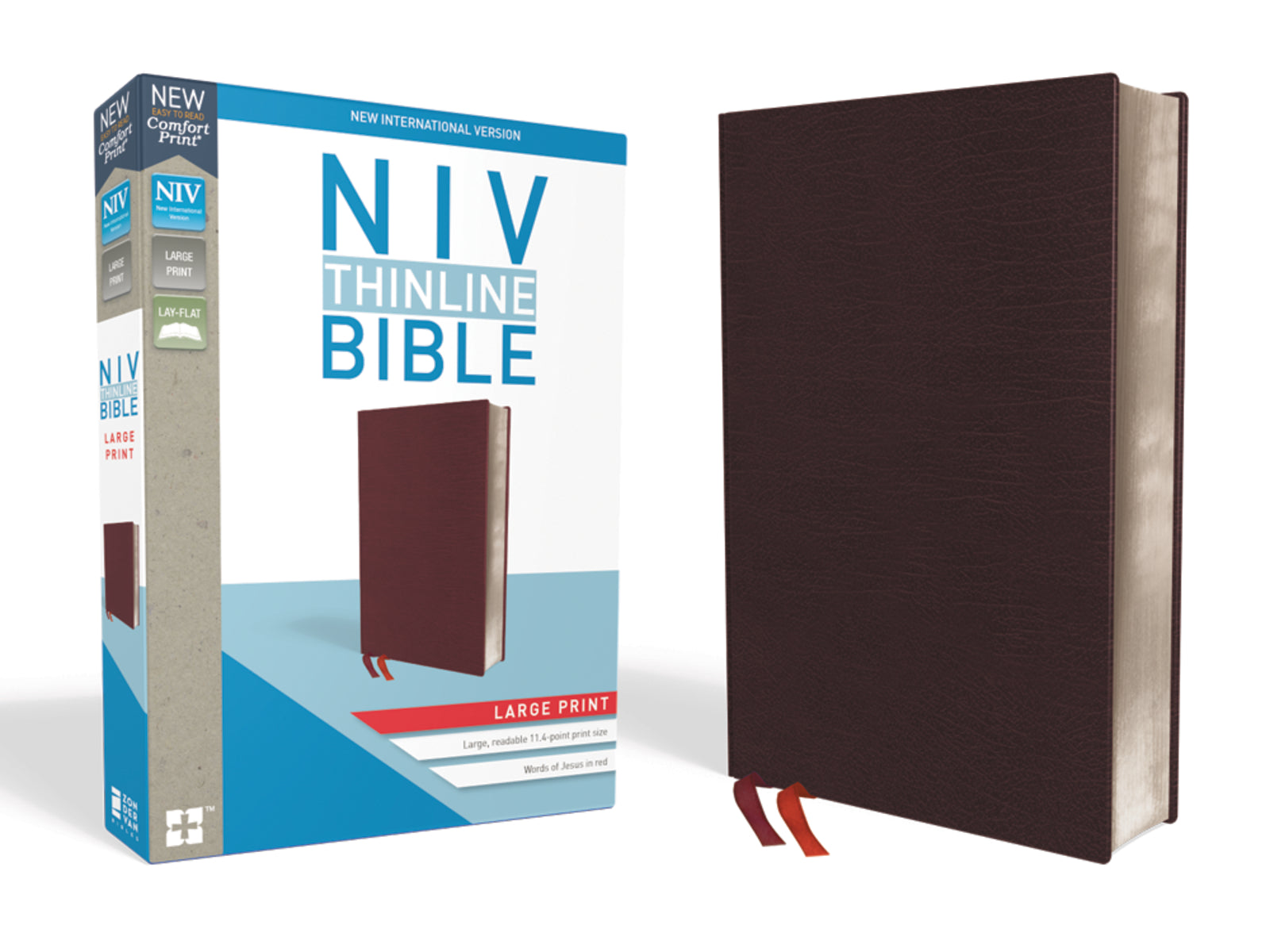 NIV Thinline Bible Large Print Comfort-Burgundy
