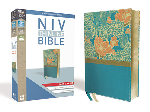 NIV Thinline Bible Large Print Comfort-Turquoise/Floral