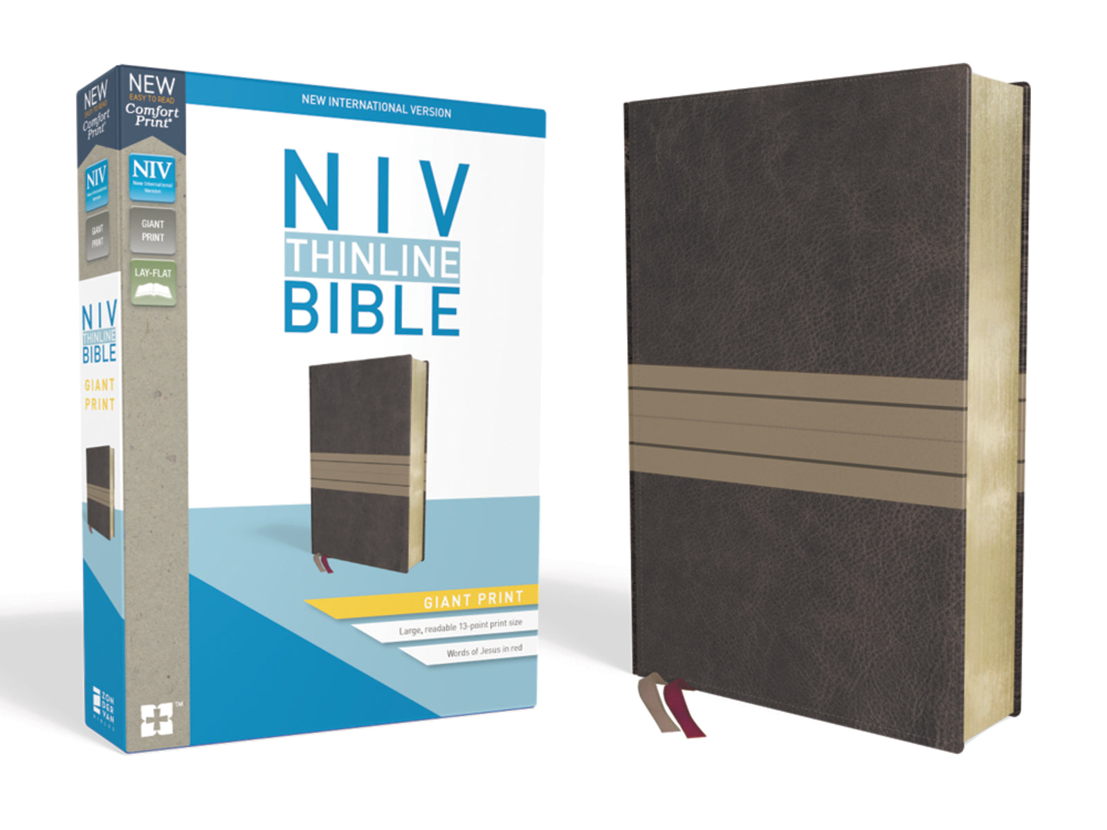 NIV Thinline Bible Giant Print Comfort-Brown/Tan