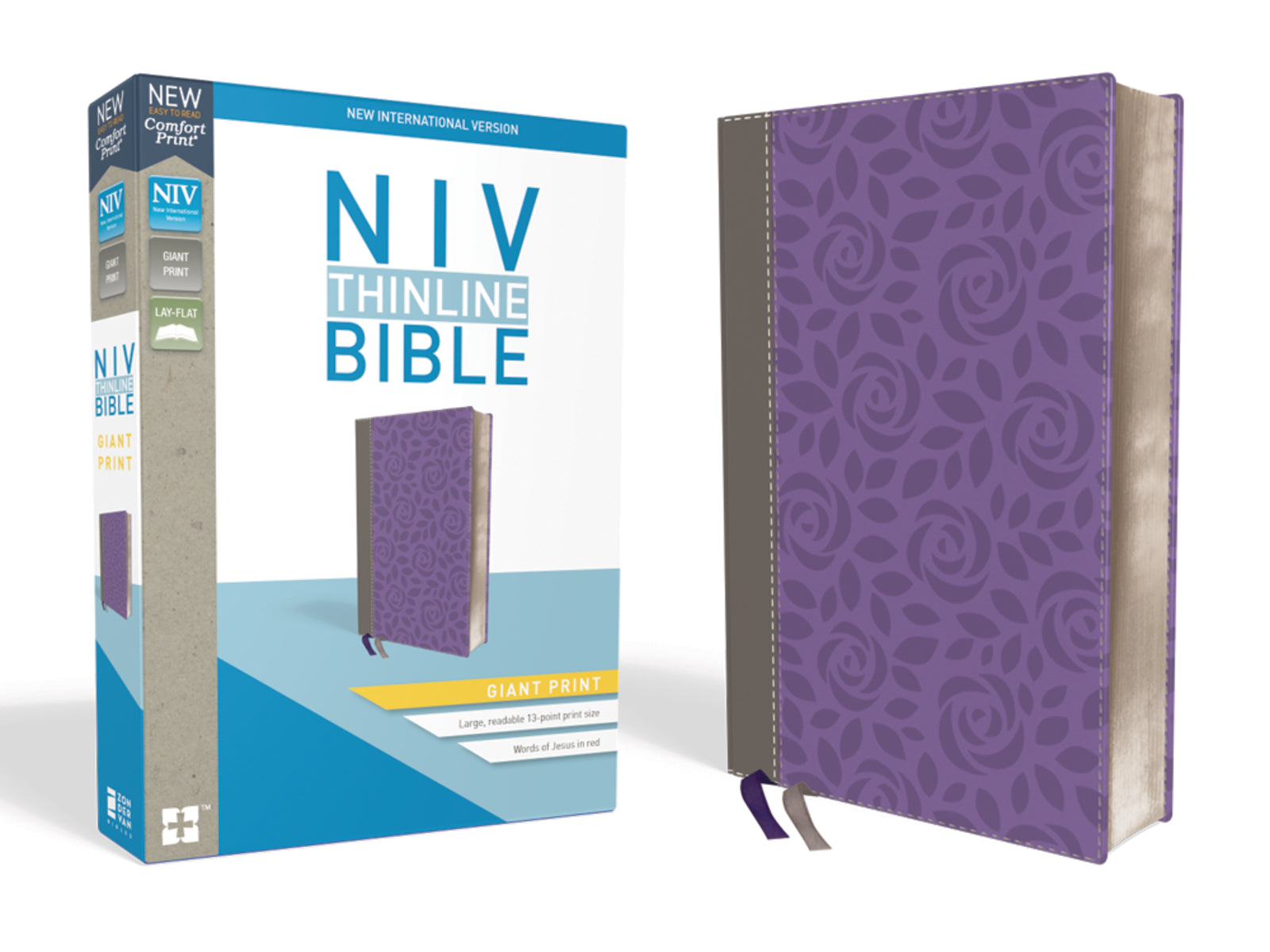 NIV Thinline Bible Giant Print Comfort-Purple/ Gray