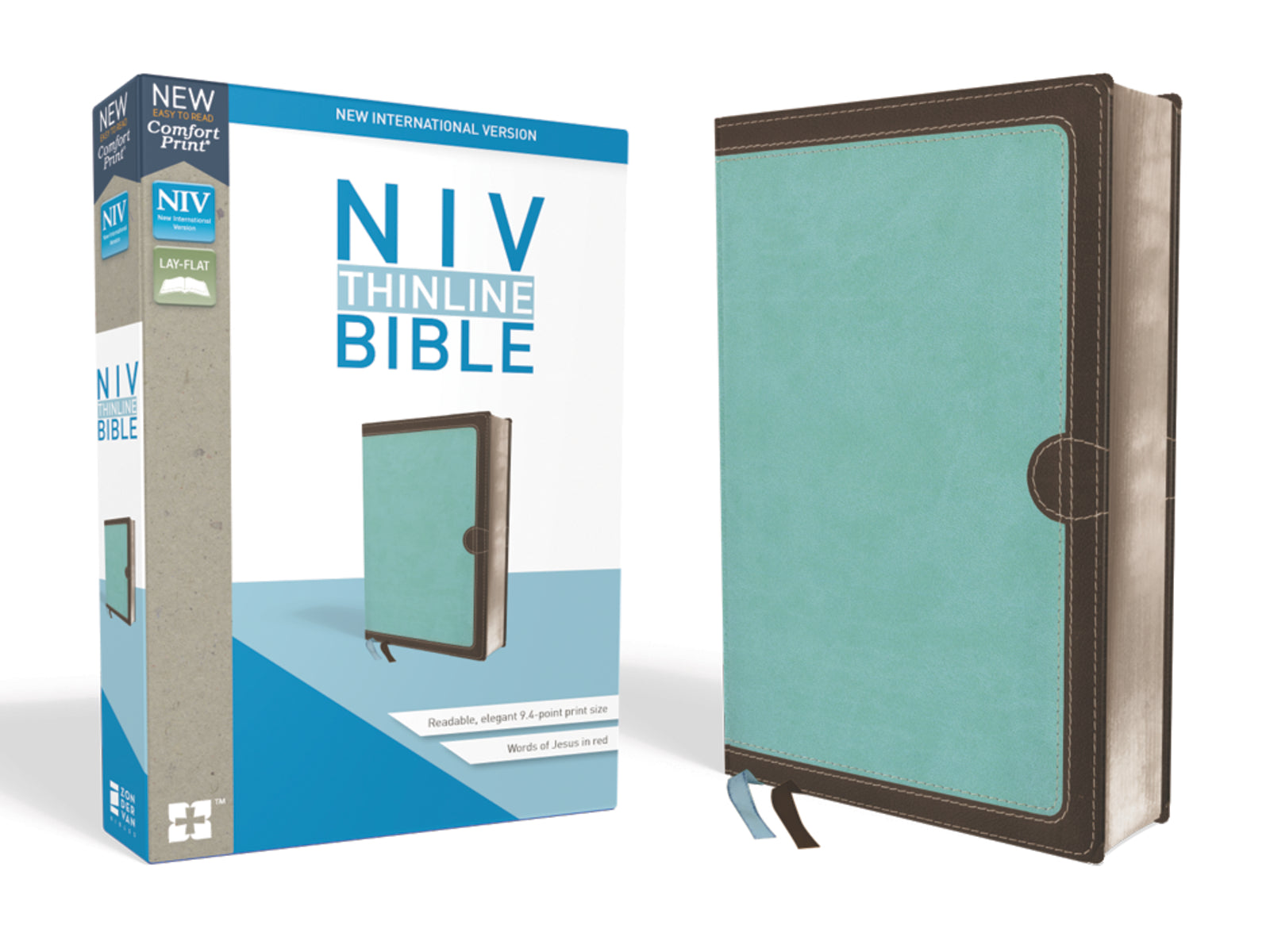 NIV Thinline Bible Comfort Print-Turquoise/Brown