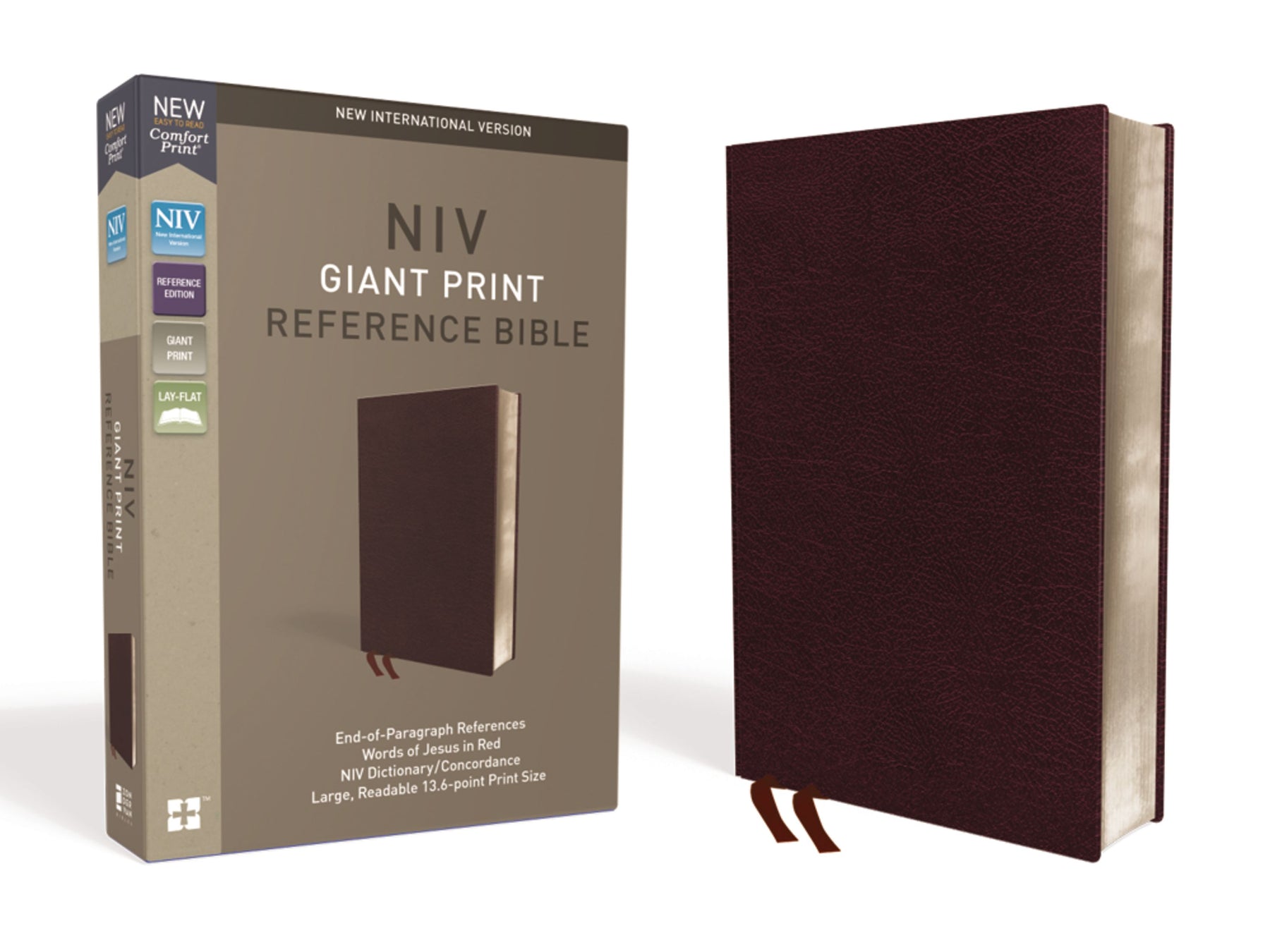 NIV Giant Print Reference Bible-Burgundy Bonded Leather