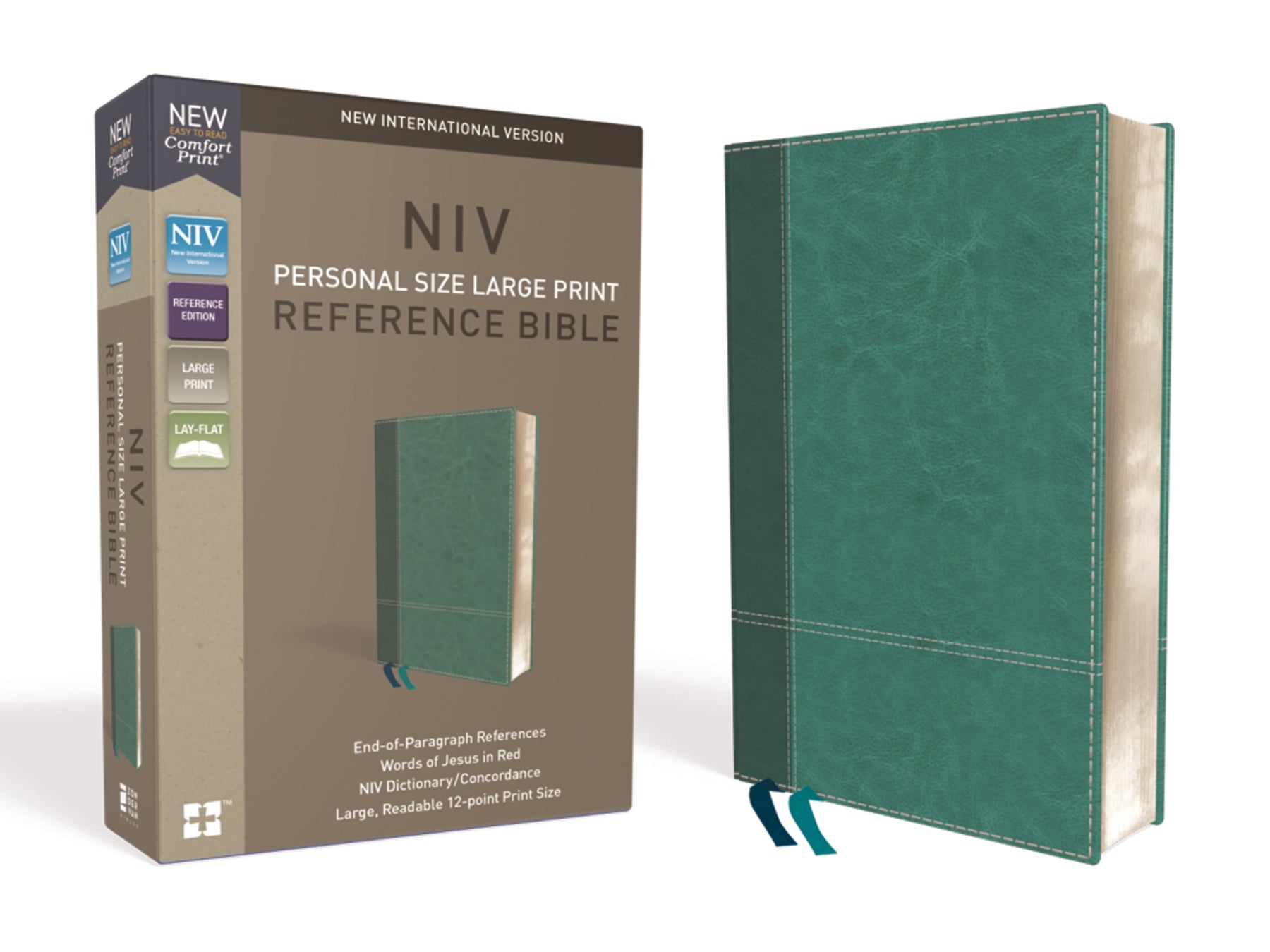 NIV Personal Size Large Print Reference Bible-Turquoise Leathersoft