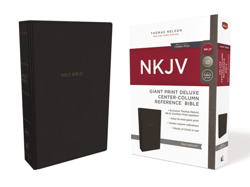 NKJV Giant Print Deluxe Center Column Reference-Black Leathersoft