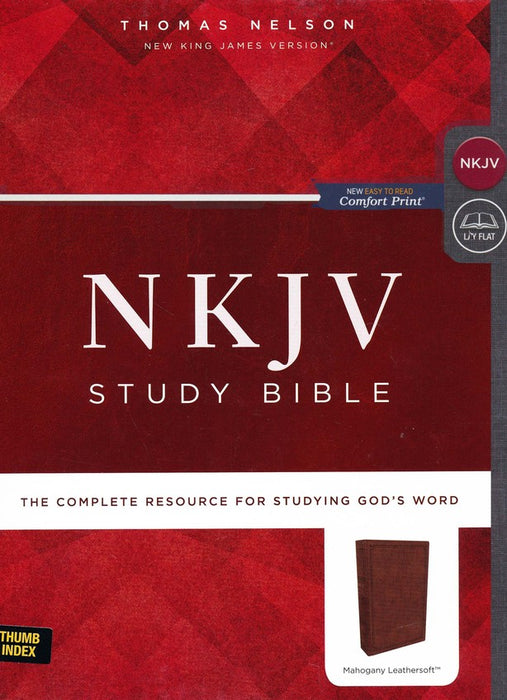 NKJV Study Bible-Brown-Imitation Leather-Comfort Print-Indexed