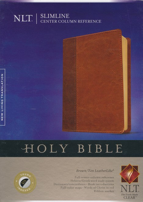 NLT Slimline Center Column Reference Bible-Tan Duo-Tone-Indexed