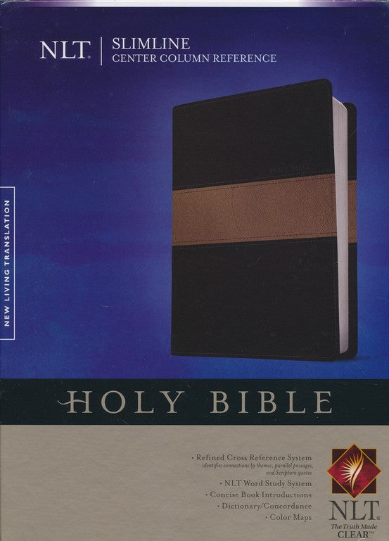 NLT Slimline Center Column Reference Bible-Black Duo-Tone