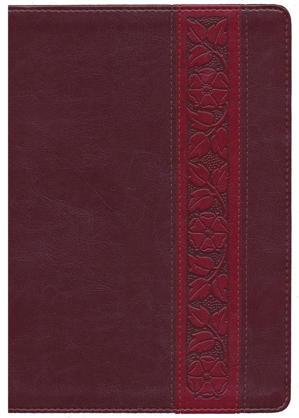 ESV Study Large Print Bible-Brown With Embossed Flowers