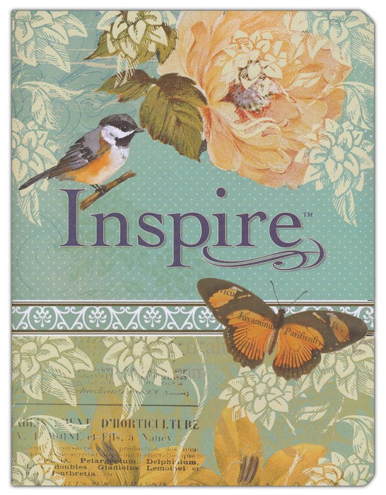 NLT Inspire Bible-Deluxe Silky LeatherLike Floral-Journaling & Coloring