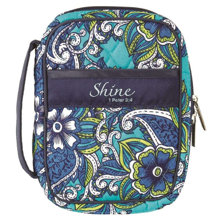 Bible Cover-Shine-Turquoise Floral-Compact