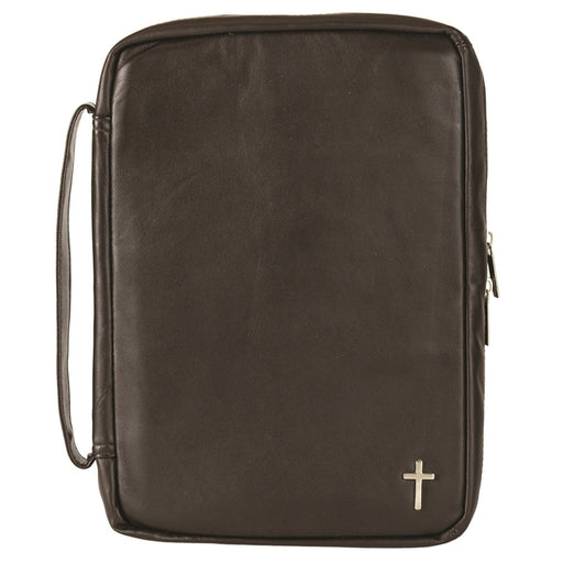 Bible Cover-Genuine Leather with Cross-Brown