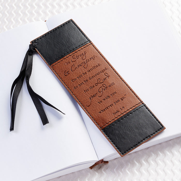 Bookmark-Be Strong and Courageous-Black & Brown