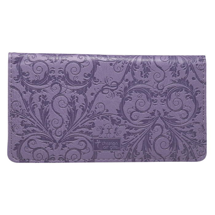 Checkbook Cover-Be Still and Know- Purple