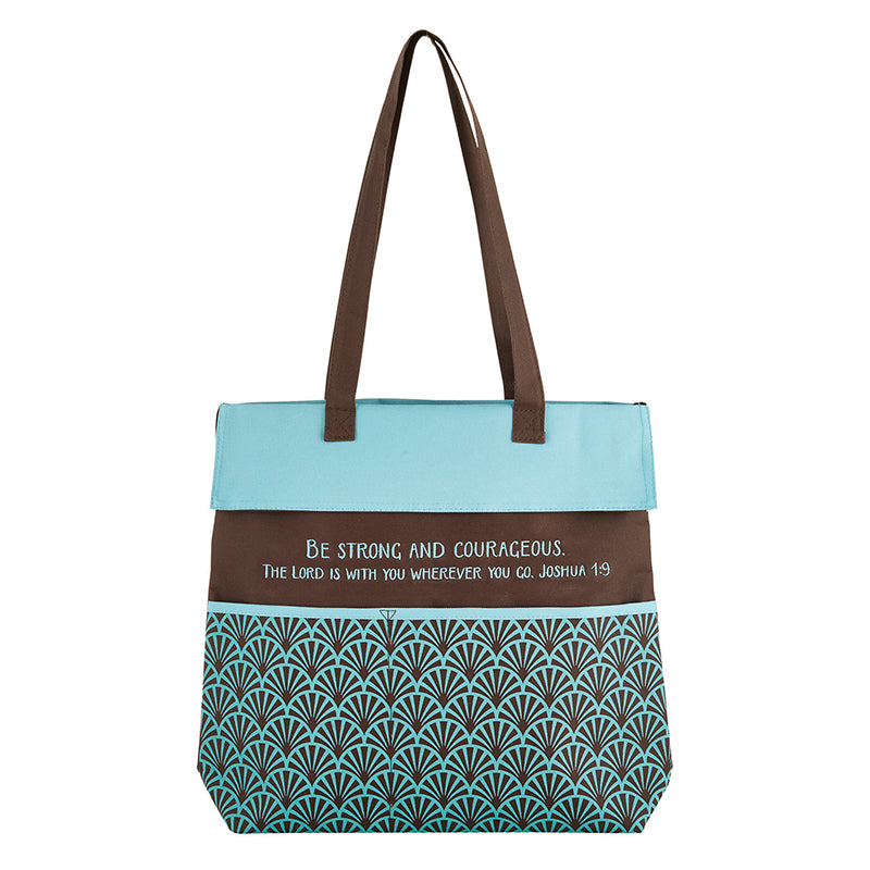 Tote-Be Strong and Courageous-Blue/Brown