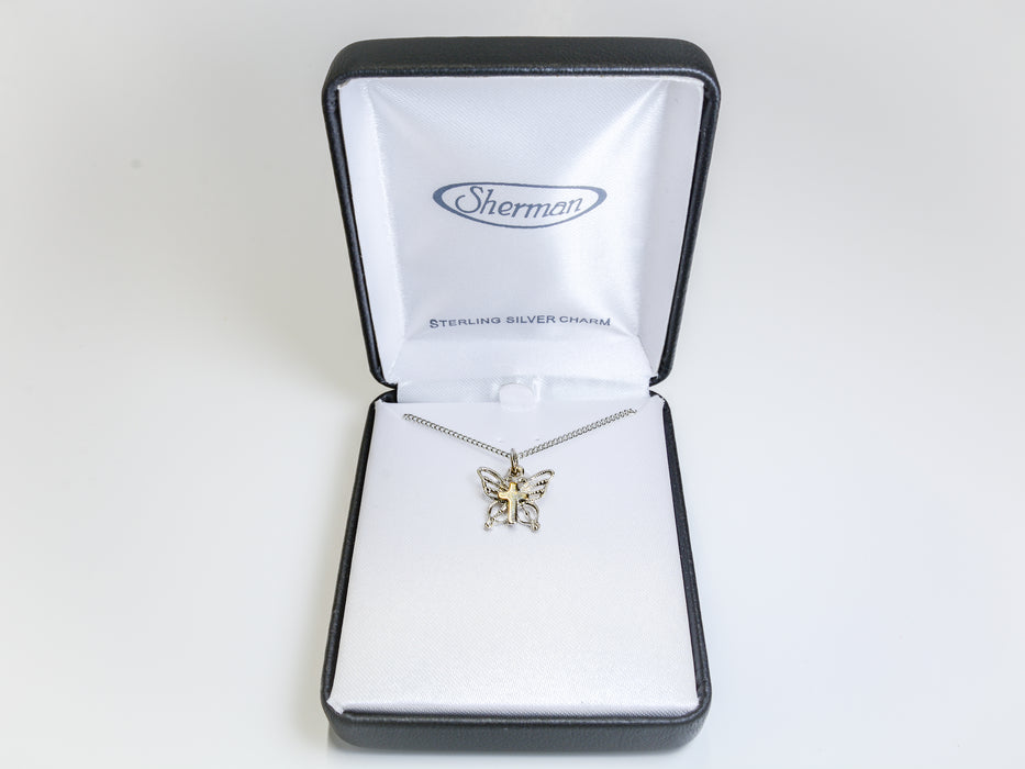 Pendant- Butterfly Cross- Sterling