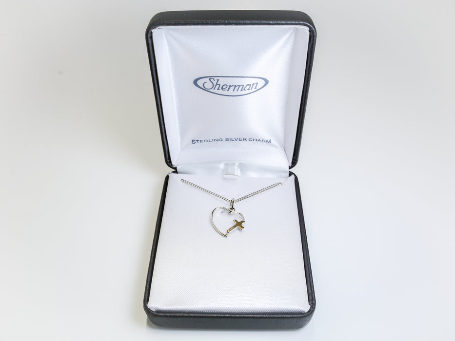 Pendant- Heart Cross-Sterling