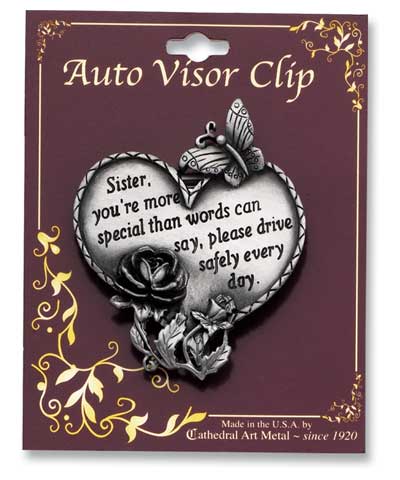 Visor Clip-Heart-Sister