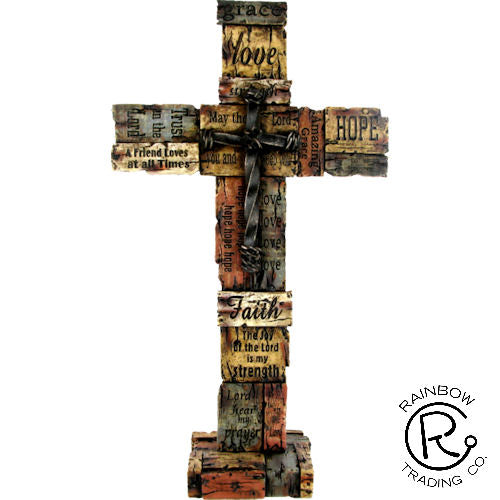 Cross-Love Hope Faith/Nail Cross Ctr-16 Inches