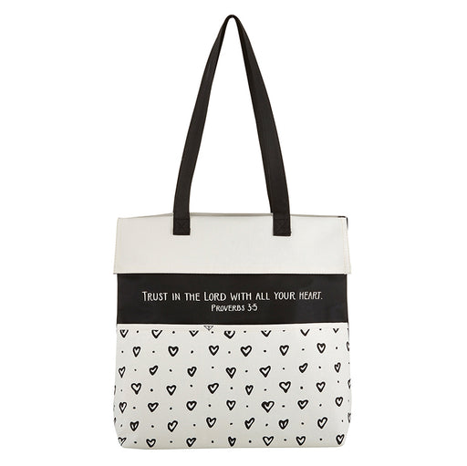Tote-Trust In the Lord-Black/White-Hearts